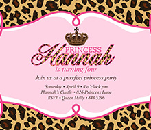 Leopard Princess Birthday Party Printable Invitation